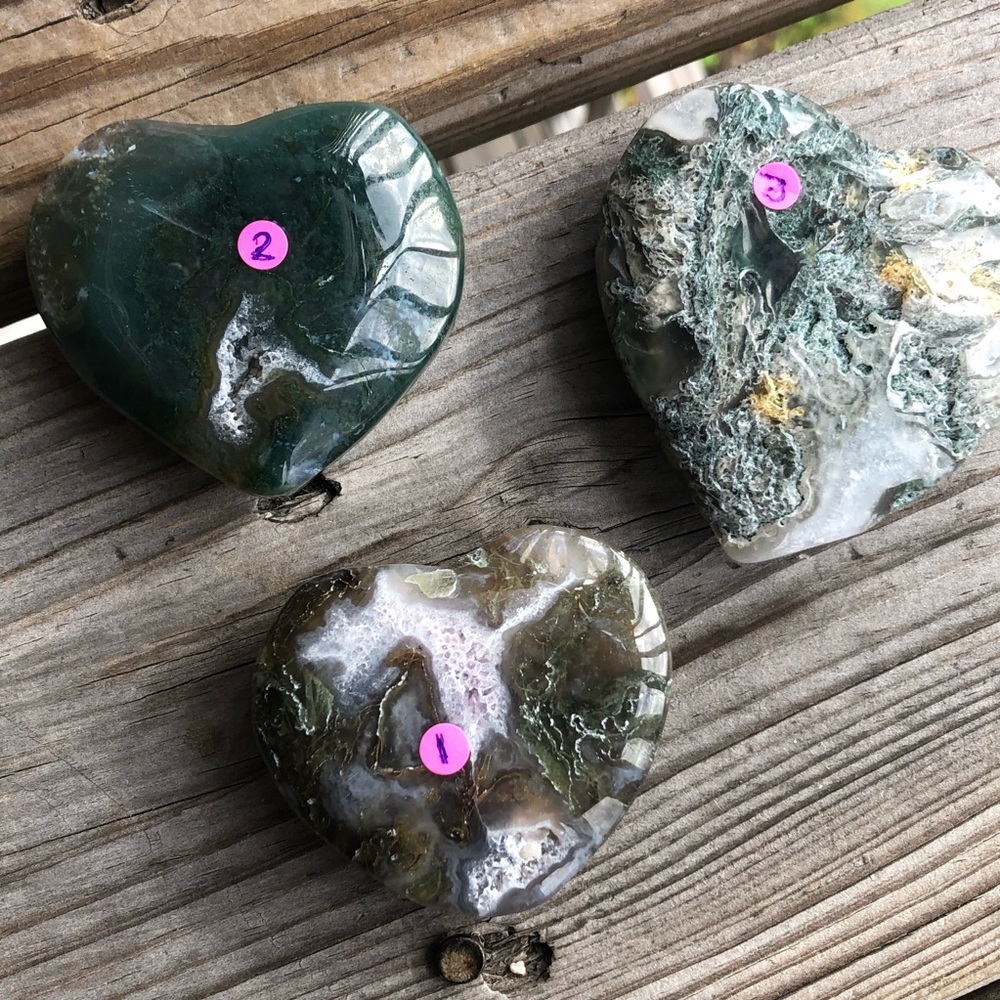 COPY - ONE Moss Agate Crystal Heart
